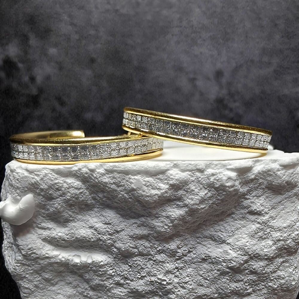 Crystal Dust Pave Hoop Earrings 14K Gold Plated 925 Sterling Silver